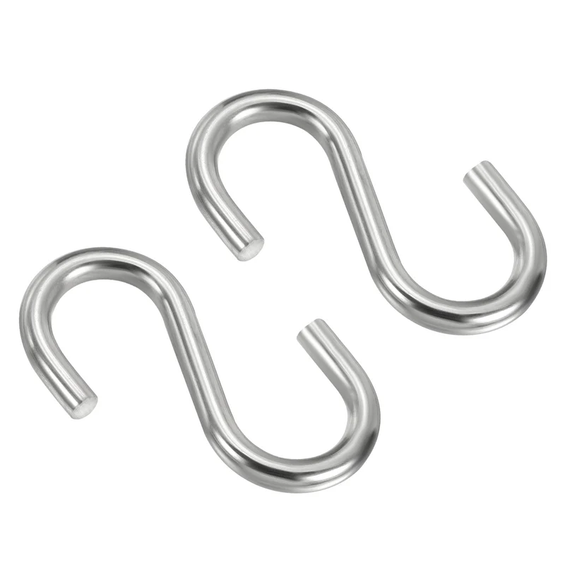 2 Pack S Hooks 2.6 Inch for Hanging Hammock Stand Swing Silver Tone