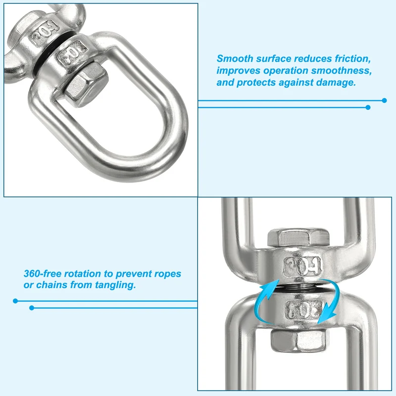 Double Ended Swivel Eye Hook M8 Working Load 180kg/396lbs with Snap Hook