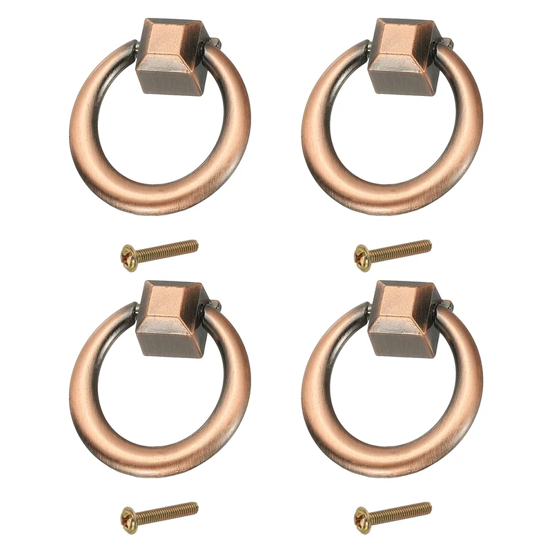 4Pack 1.42" Zinc Alloy Drawer Ring Pull Handles for Cupboard, Red