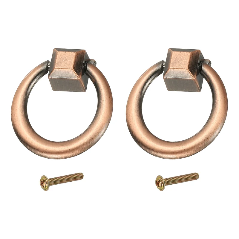 2Pack 1.42" Zinc Alloy Drawer Ring Pull Handles for Cupboard Red