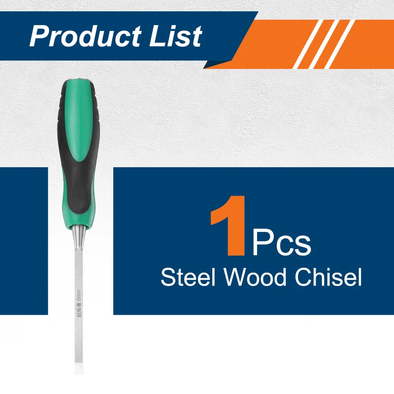 1/4" Steel Wood Chisel Beveled Edge Blade Flat Chisel with Handle Green