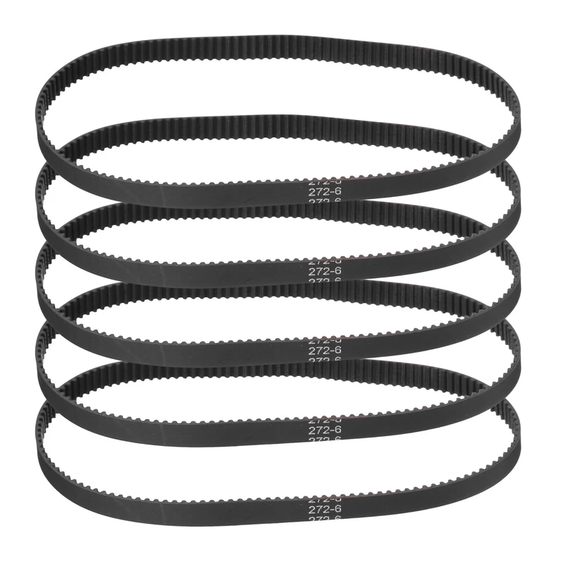 272mm GT-2 Timing Belt, 5pcs 6mm Width 2mm Pitch 3D Printing Closed Loop, Black