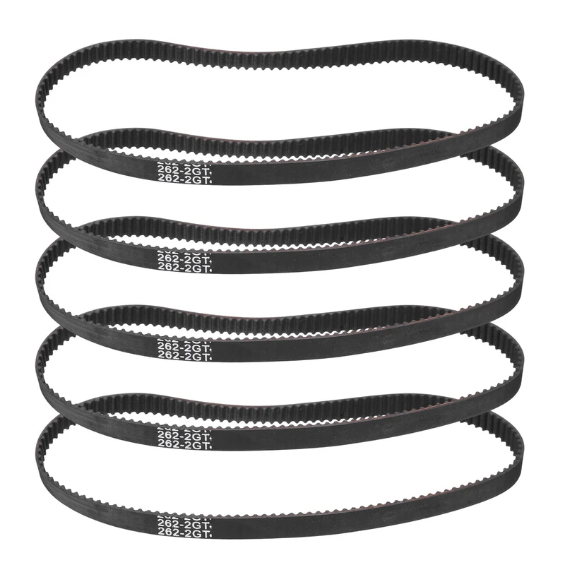 262mm GT-2 Timing Belt, 5pcs 6mm Width 2mm Pitch 3D Printing Closed Loop, Black