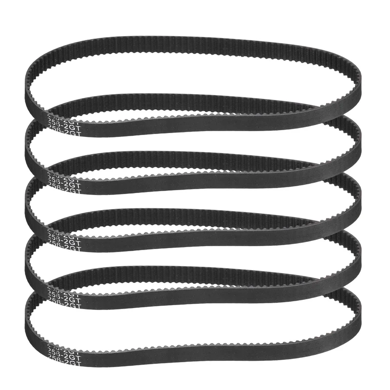 256mm GT-2 Timing Belt, 5pcs 6mm Width 2mm Pitch 3D Printing Closed Loop, Black