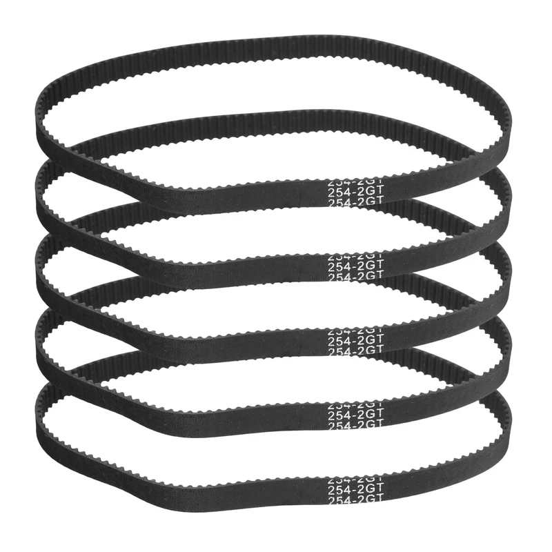 254mm GT-2 Timing Belt, 5pcs 6mm Width 2mm Pitch 3D Printing Closed Loop, Black