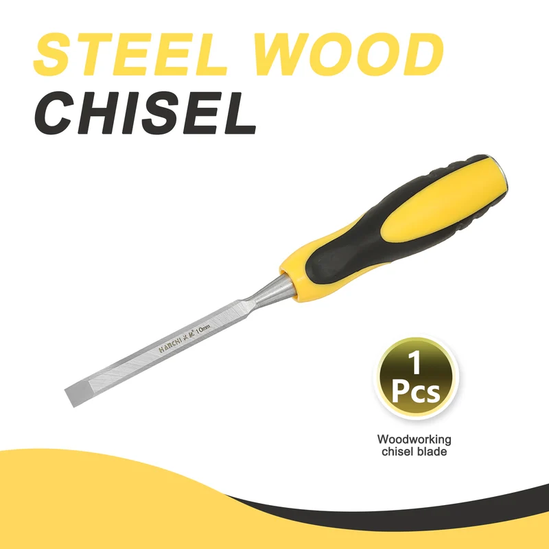 3/8" Steel Wood Chisel Blade Wood Working Flat Chisel with Handle Yellow