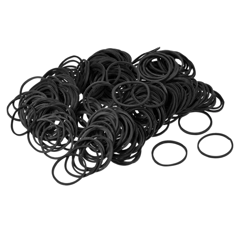 Rubber Band Loop Stretchable Rubber Elastic Band Black 1inch Dia for Home Office, Pack of 475