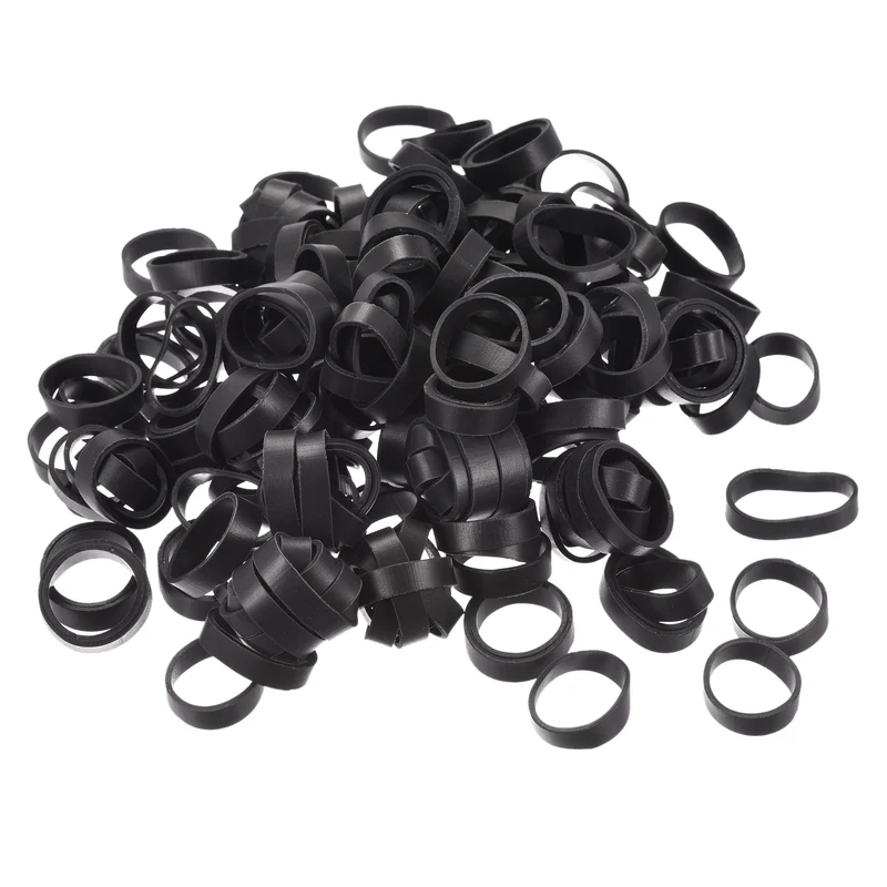 Rubber Band Loop Stretchable Rubber Elastic Band Black 0.7inch Dia for Home Office, Pack of 600