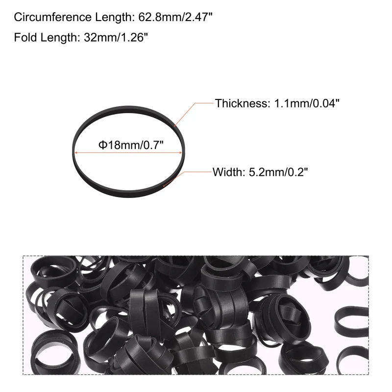 Rubber Band Loop Stretchable Rubber Elastic Band Black 0.7inch Dia for Home Office, Pack of 300