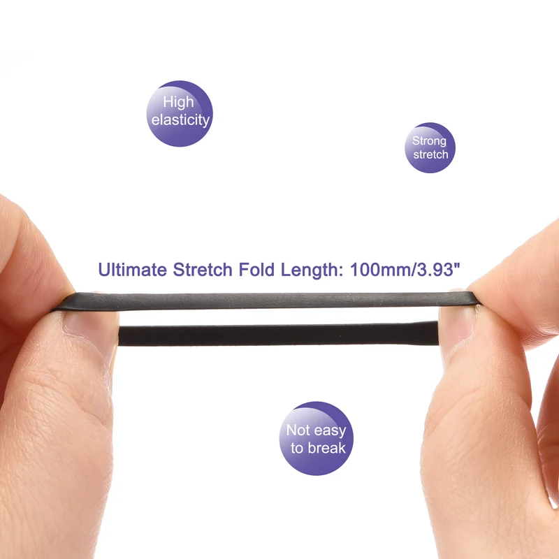Rubber Band Loop Stretchable Rubber Elastic Band Black 0.7inch Dia for Home Office, Pack of 300