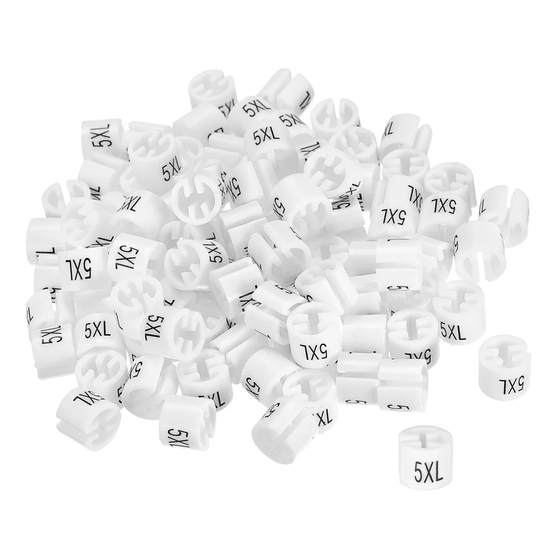 160pcs Clothes Hanger Markers 5XL Size Tags Fit 3.5mm Rod Garment White