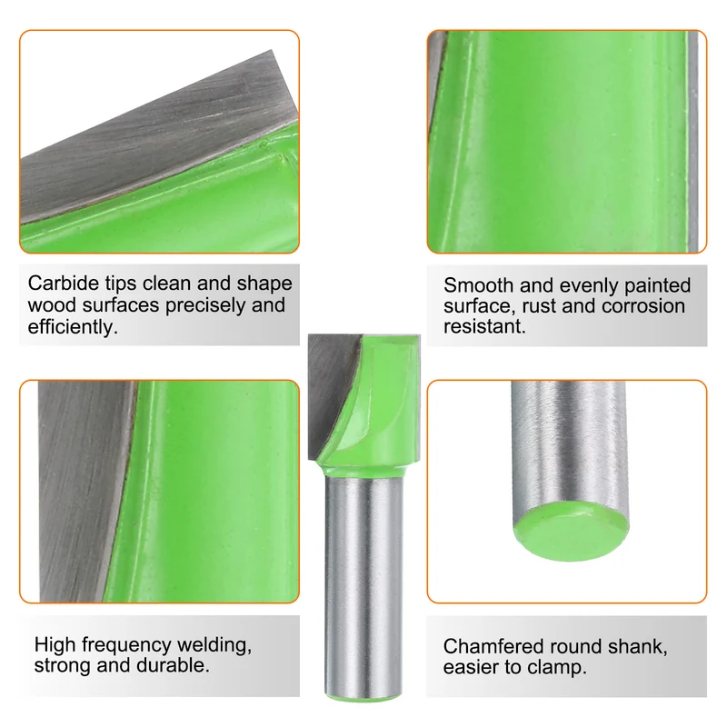 2pcs Bottom Cleaning Router Bits 1/2" Shank 23/32" x 25/32" Cut Carbide Tipped