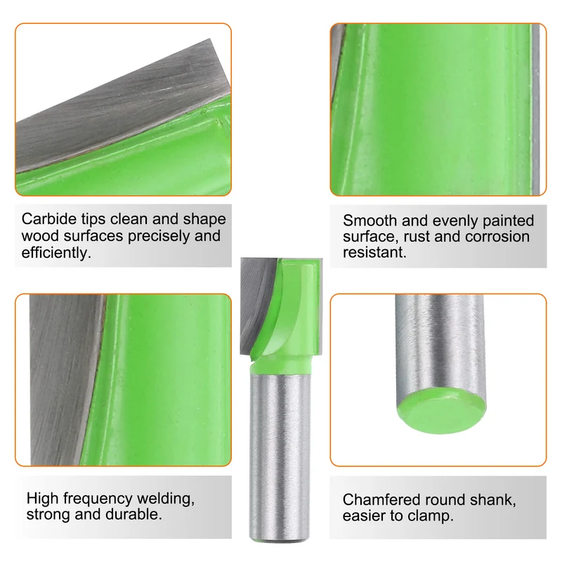 2pcs Bottom Cleaning Router Bits 1/2" Shank 21/32" x 25/32" Cut Carbide Tipped