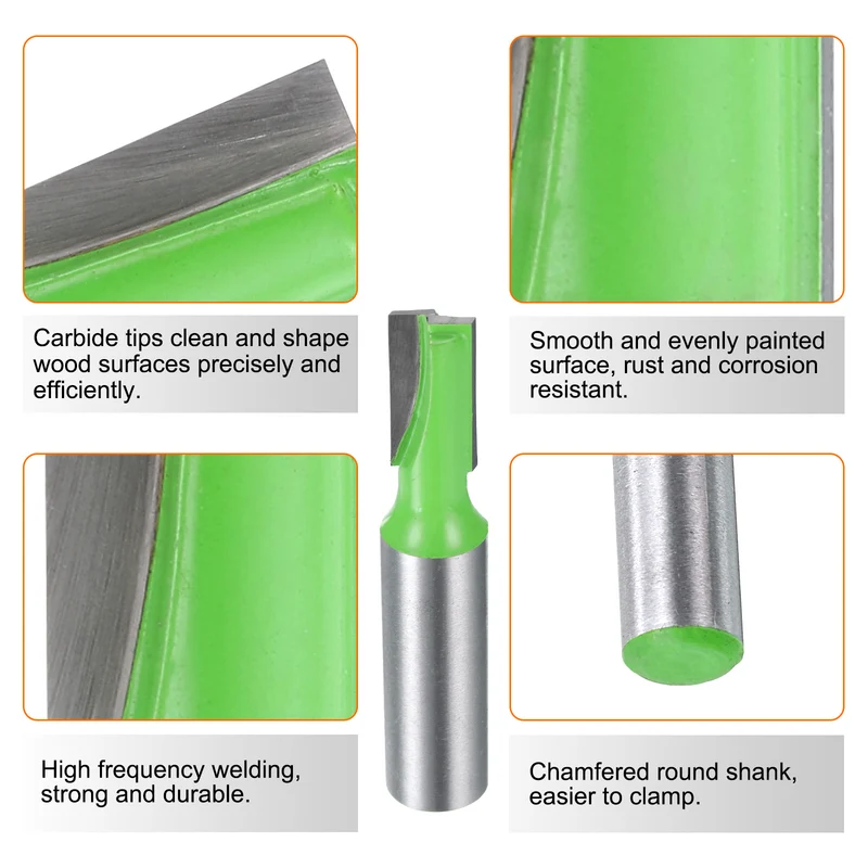 2pcs Bottom Cleaning Router Bits 1/2" Shank 25/64" x 25/32" Cut Carbide Tipped