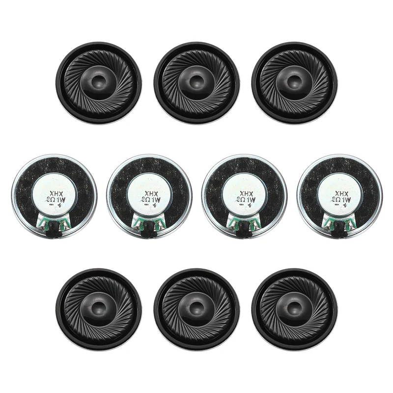 10Pcs 8 Ohm 1W 32mm Dia Round Micro Speaker Iron Shell Black