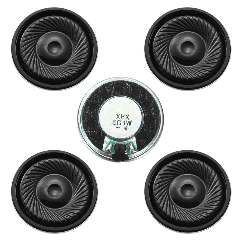 5Pcs 8 Ohm 1W 32mm Dia Round Micro Speaker Iron Shell Black