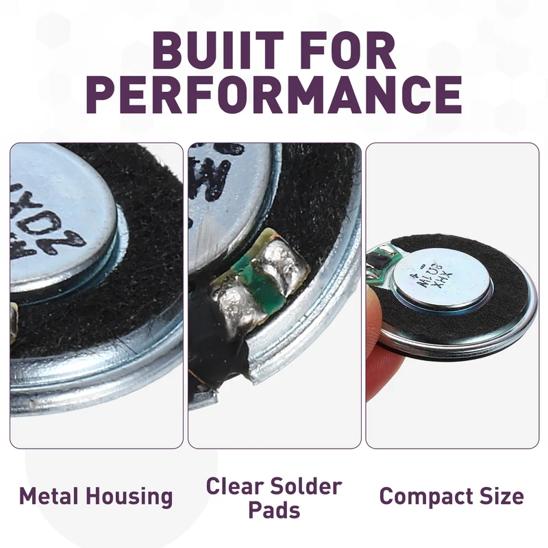 5Pcs 8 Ohm 1W 32mm Dia Round Micro Speaker Iron Shell Black