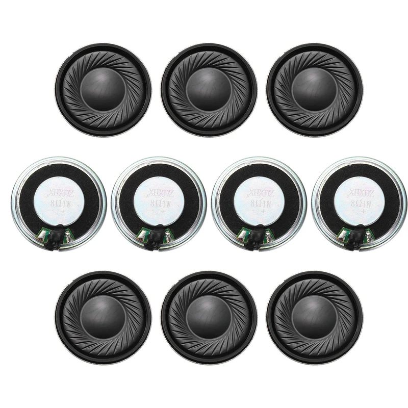 10Pcs 8 Ohm 1W 30mm Dia Round Micro Speaker Iron Shell Black