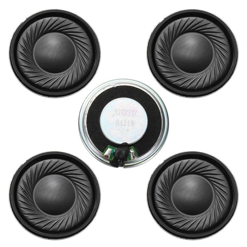 5Pcs 8 Ohm 1W 30mm Dia Round Micro Speaker Iron Shell Black