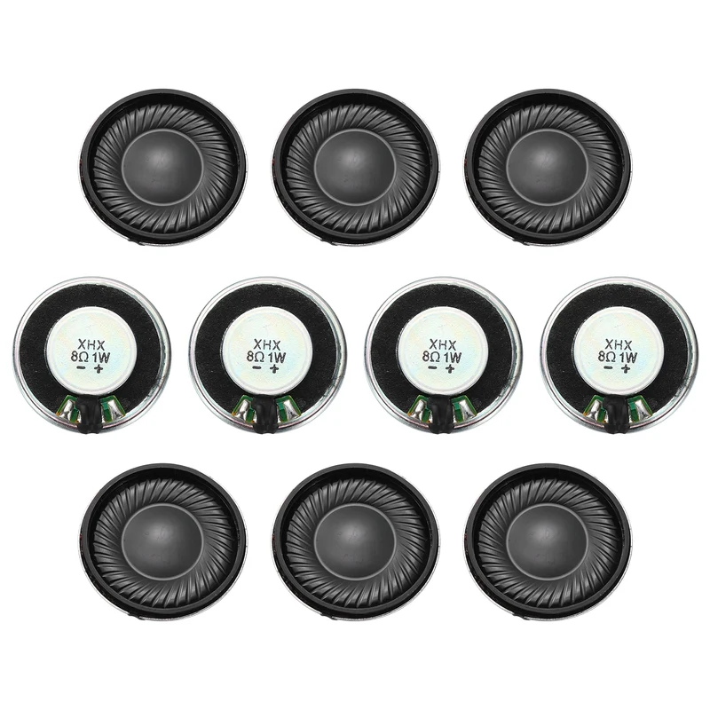 10Pcs 8 Ohm 1W 28mm Dia Round Micro Speaker Iron Shell Black