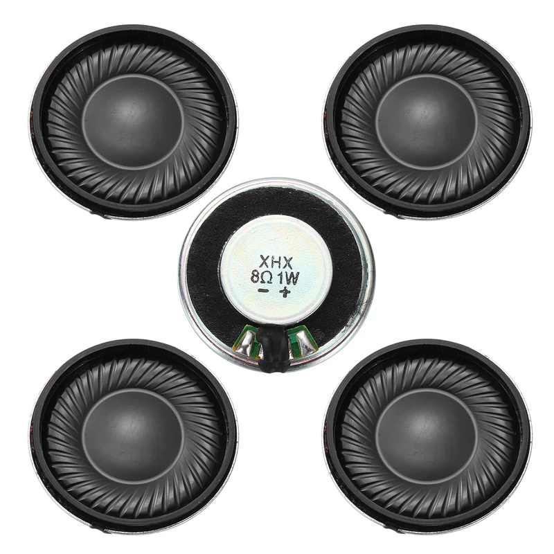 5Pcs 8 Ohm 1W 28mm Dia Round Micro Speaker Iron Shell Black