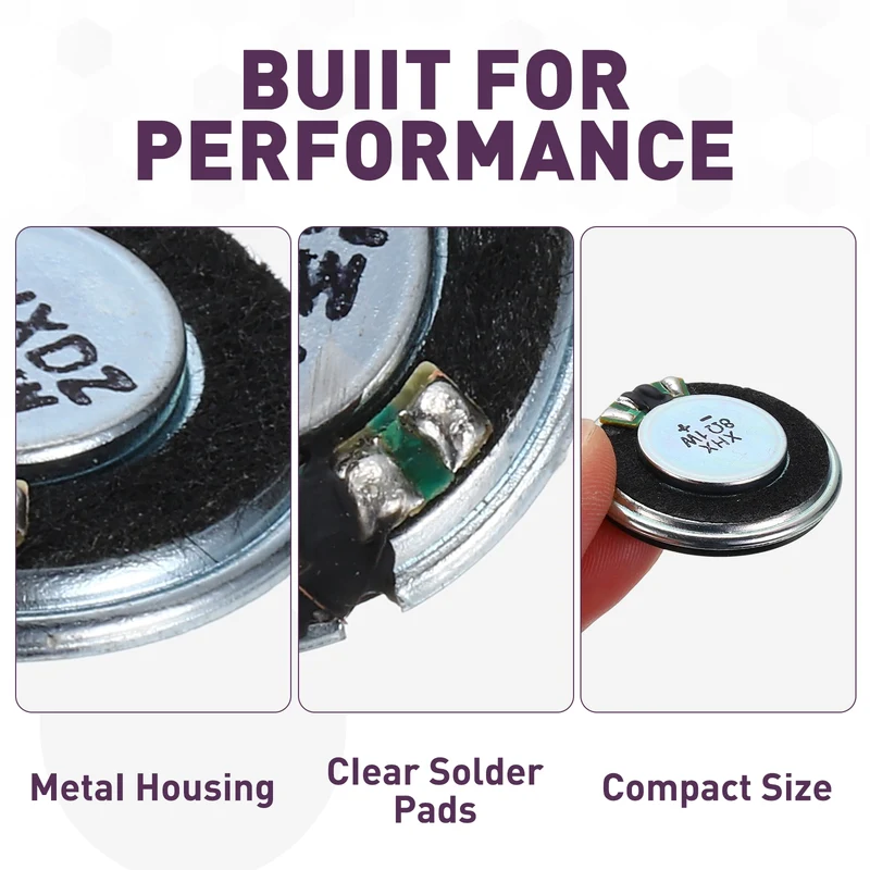 5Pcs 8 Ohm 1W 28mm Dia Round Micro Speaker Iron Shell Black