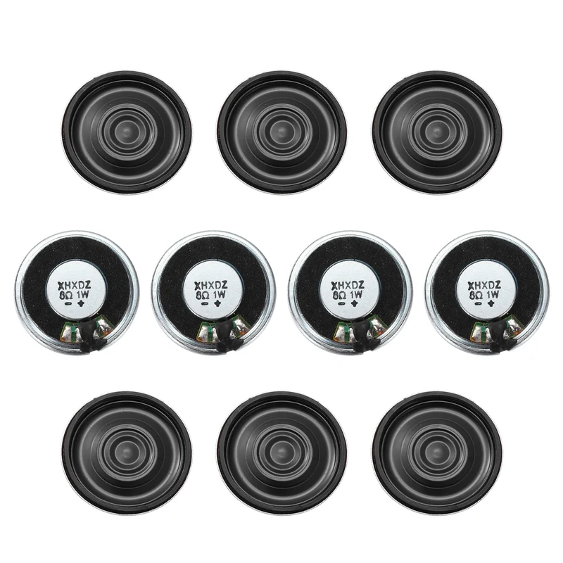 10Pcs 8 Ohm 1W 27mm Dia Round Micro Speaker Iron Shell Black