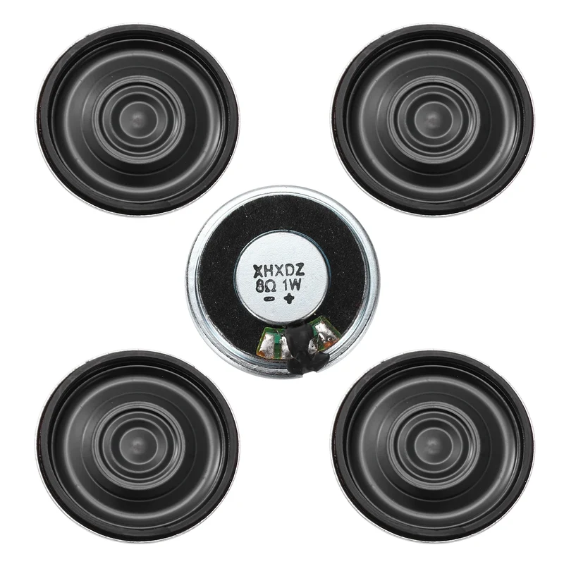 5Pcs 8 Ohm 1W 27mm Dia Round Micro Speaker Iron Shell Black