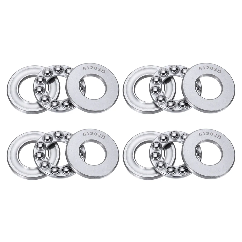 51203D Thrust Ball Bearing, Axial Ball Bearing 17x35x11.5mm 4Pcs