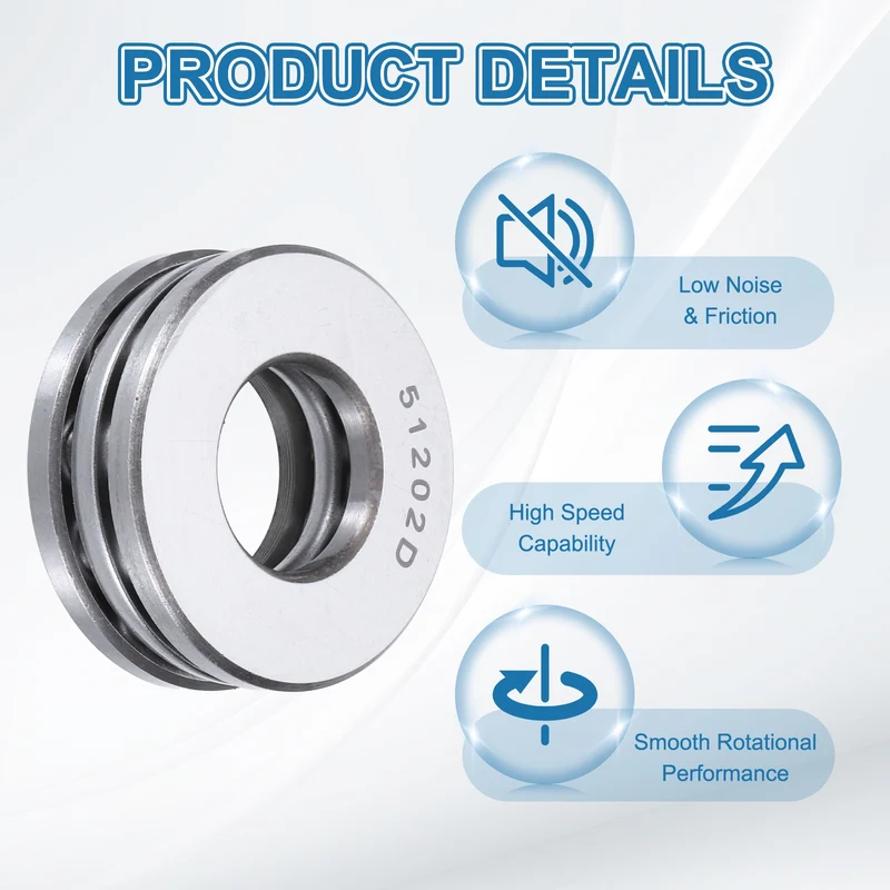 51202D Thrust Ball Bearing, Axial Ball Bearing 14.5x32x12mm 4Pcs