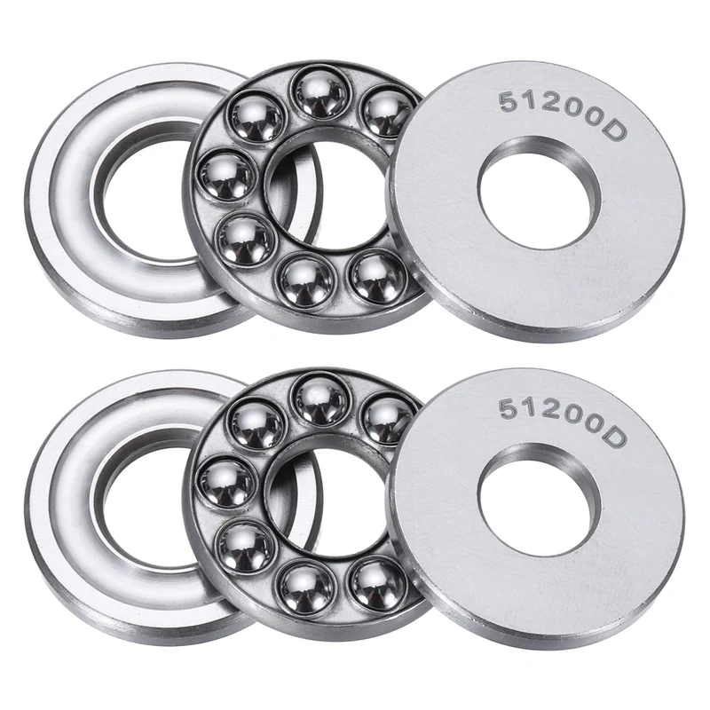 51200D Thrust Ball Bearing, Axial Ball Bearing 10x26x11mm 2Pcs