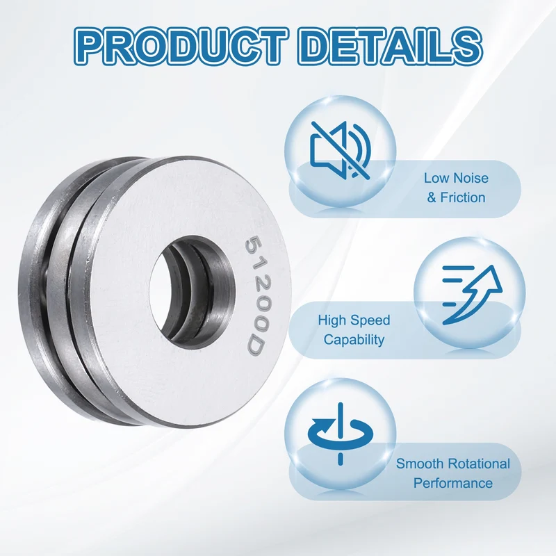 51200D Thrust Ball Bearing, Axial Ball Bearing 9.5x26x11mm 4Pcs