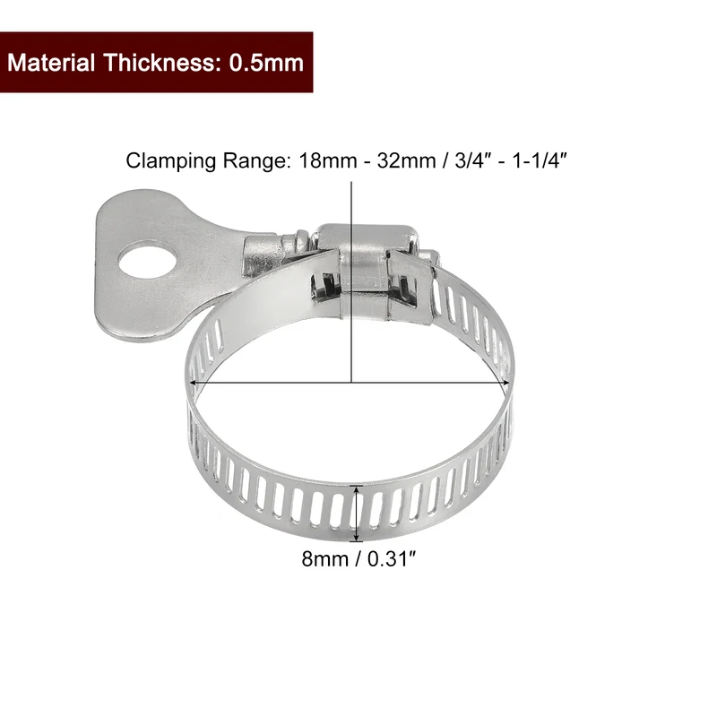Worm Gear Hose Clamp 15pcs 3/4"-1 1/4" Key Type Adjustable Stainless Steel Clamp