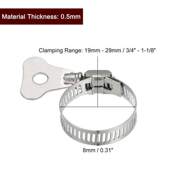 Worm Gear Hose Clamp 15pcs 3/4"-1 1/8" Key Type Adjustable Stainless Steel Clamp