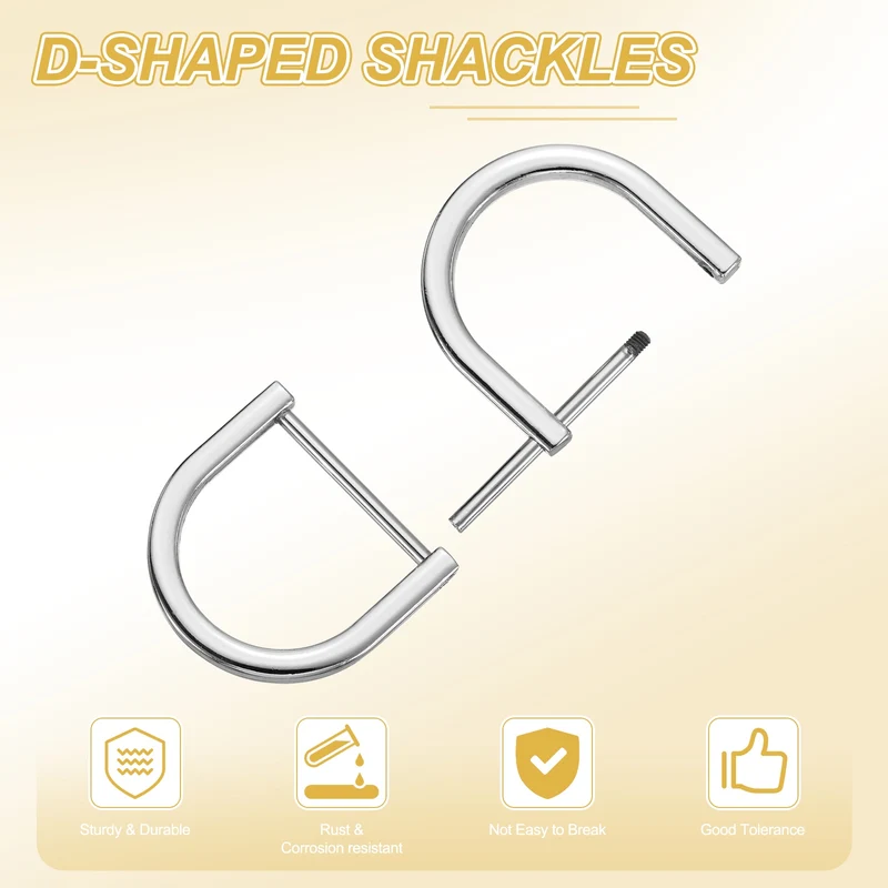 4Pcs 1-1/4 Inch D-Rings Screw in Shackle Horseshoe U Shape D Rings, Silver