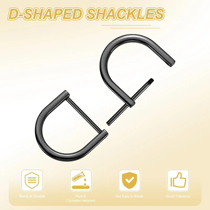 4Pcs 1-1/4 Inch D-Rings Screw in Shackle Horseshoe U Shape D Rings, Black