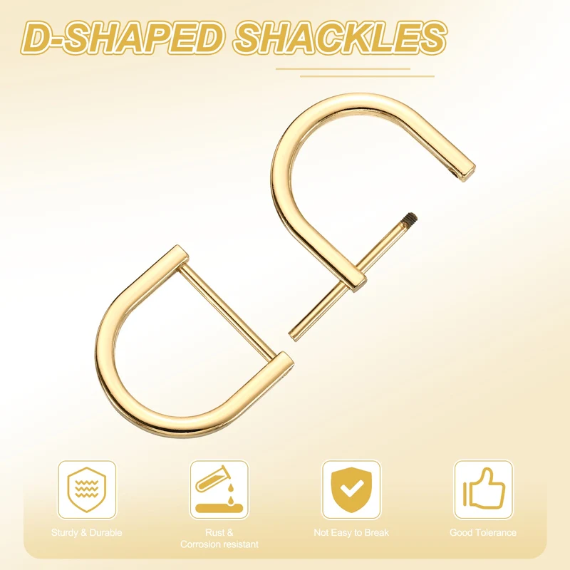 4Pcs 1-1/4 Inch D-Rings Screw in Shackle Horseshoe U Shape D Rings, Light Gold