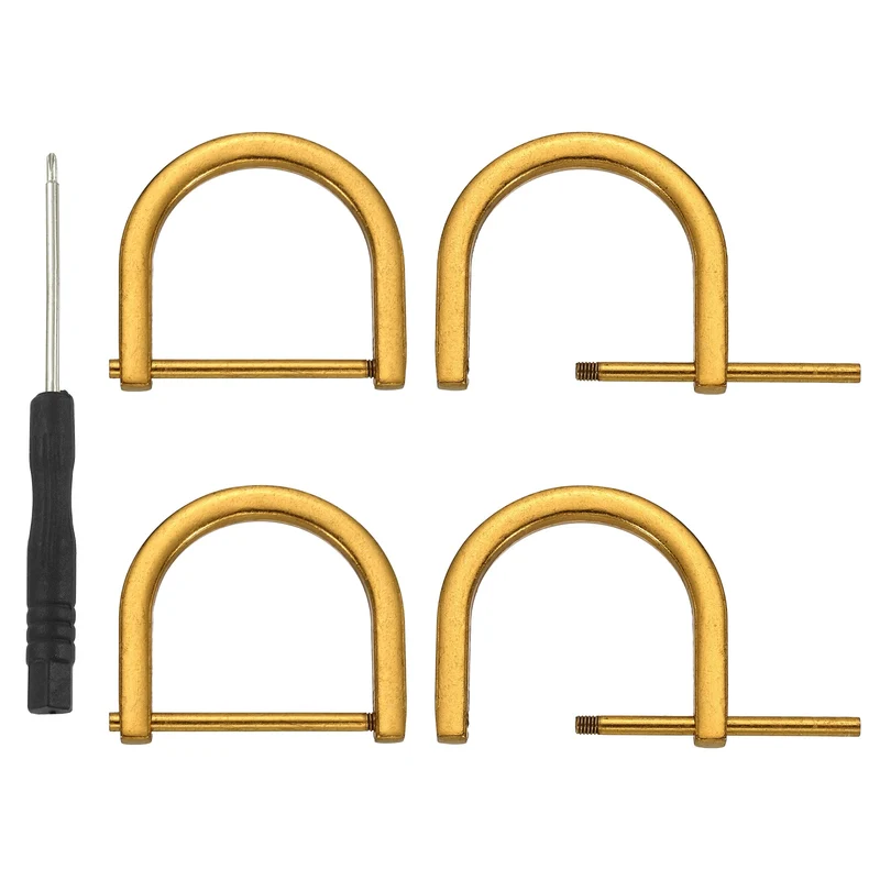 4Pcs 1-1/4 Inch D-Rings Screw in Shackle Horseshoe U Shape D Rings, Dark Gold
