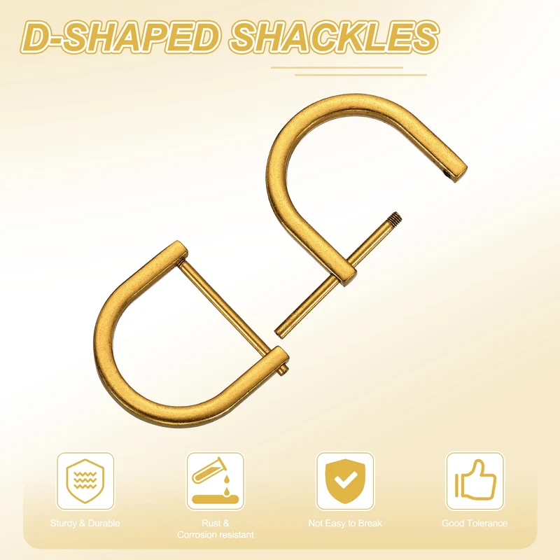 4Pcs 1-1/4 Inch D-Rings Screw in Shackle Horseshoe U Shape D Rings, Dark Gold