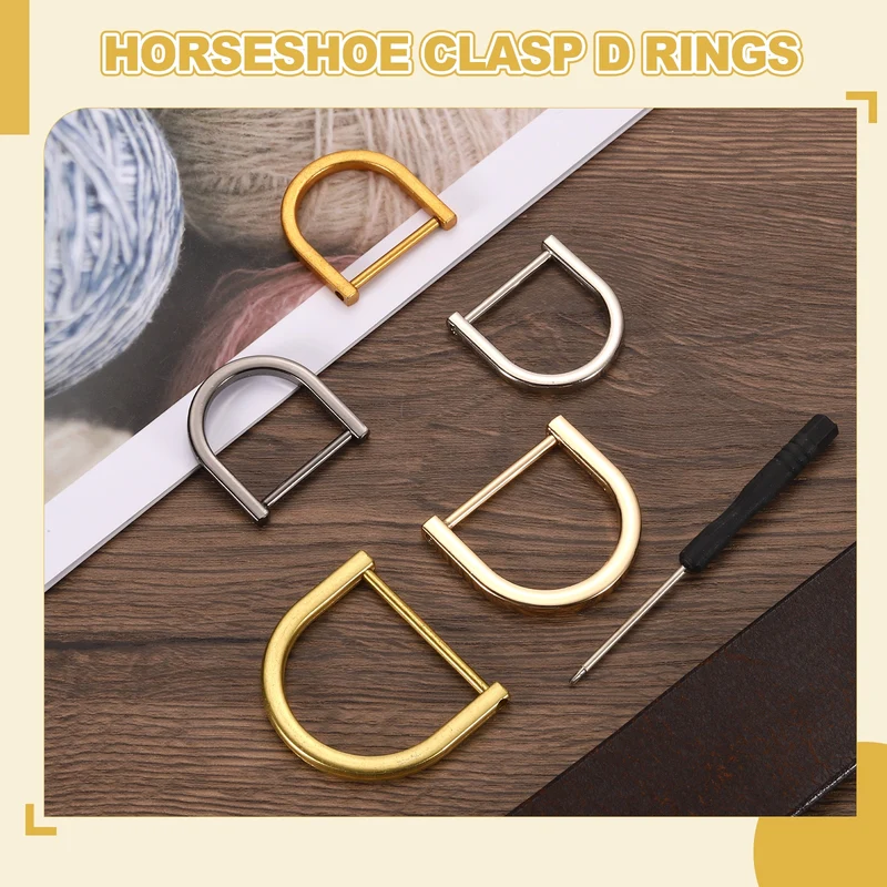 4Pcs 1-1/4 Inch D-Rings Screw in Shackle Horseshoe U Shape D Rings, Dark Gold