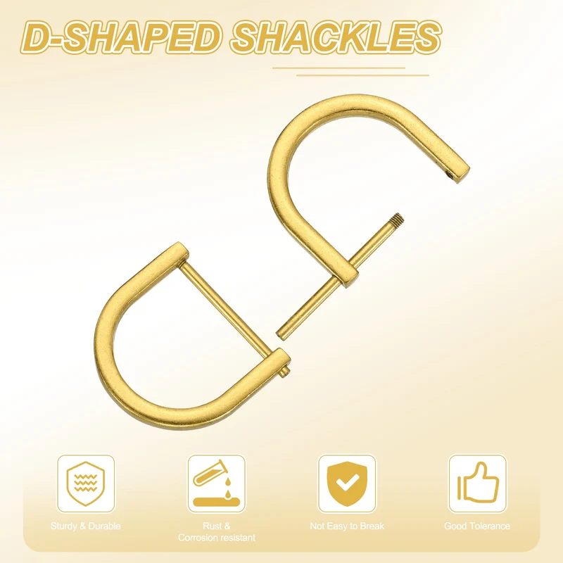 4Pcs 1-1/4 Inch D-Rings Screw in Shackle Horseshoe U Shape D Rings, Gold