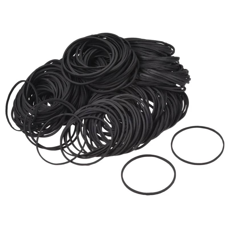 Rubber Band Stretchable Rubber Elastic Band Black 1.5inch Dia for Home Office, Pack of 700
