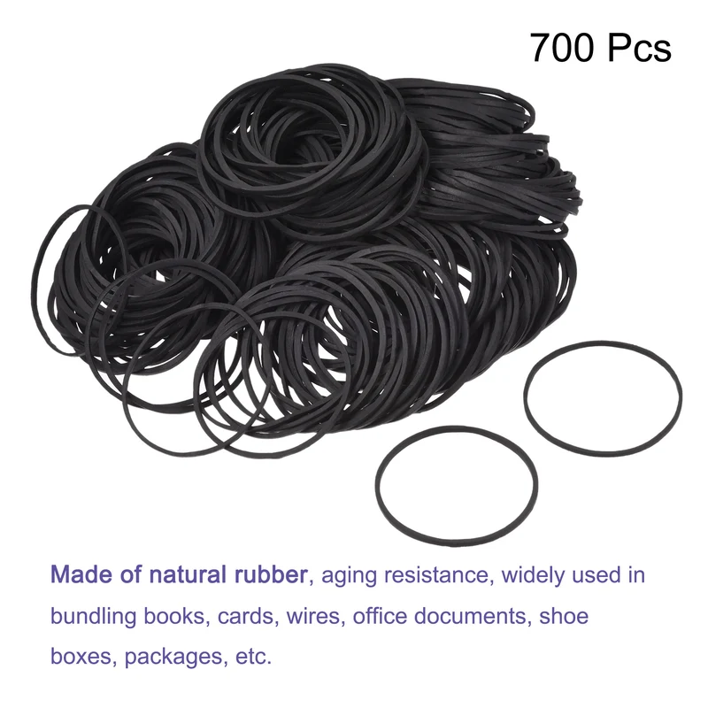 Rubber Band Stretchable Rubber Elastic Band Black 1.5inch Dia for Home Office, Pack of 700
