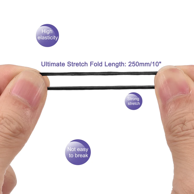 Rubber Band Stretchable Rubber Elastic Band Black 1.5inch Dia for Home Office, Pack of 700