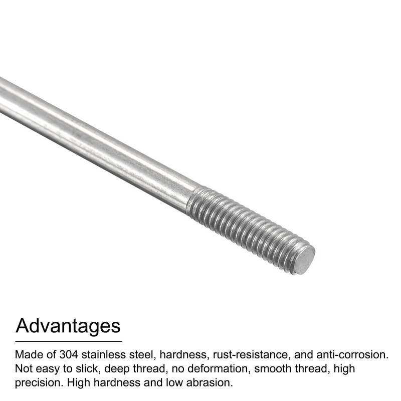 304 Stainless Steel Push Rod Double End Threaded Rod M3x130mm, 2pcs