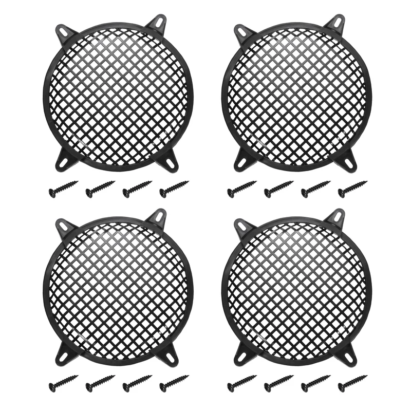 4 Pcs 8Inch Speaker Grill Cover Iron Subwoofer Protector Square Grille Black