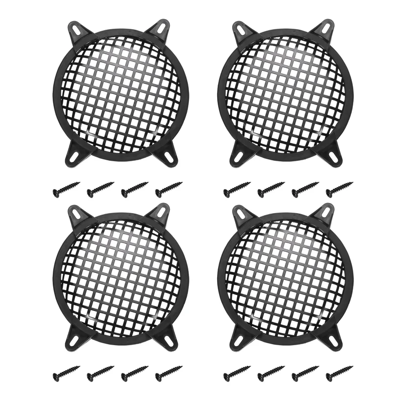4 Pcs 6Inch Speaker Grill Cover Iron Subwoofer Protector Square Grille Black