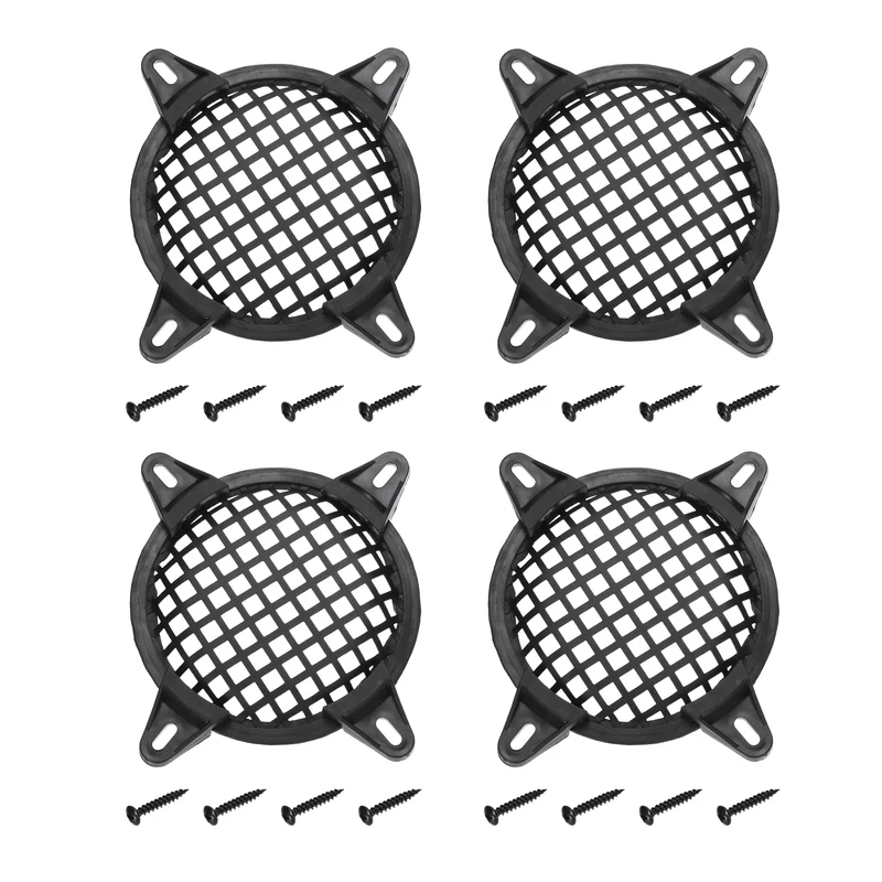 4 Pcs 5Inch Speaker Grill Cover Iron Subwoofer Protector Square Grille Black