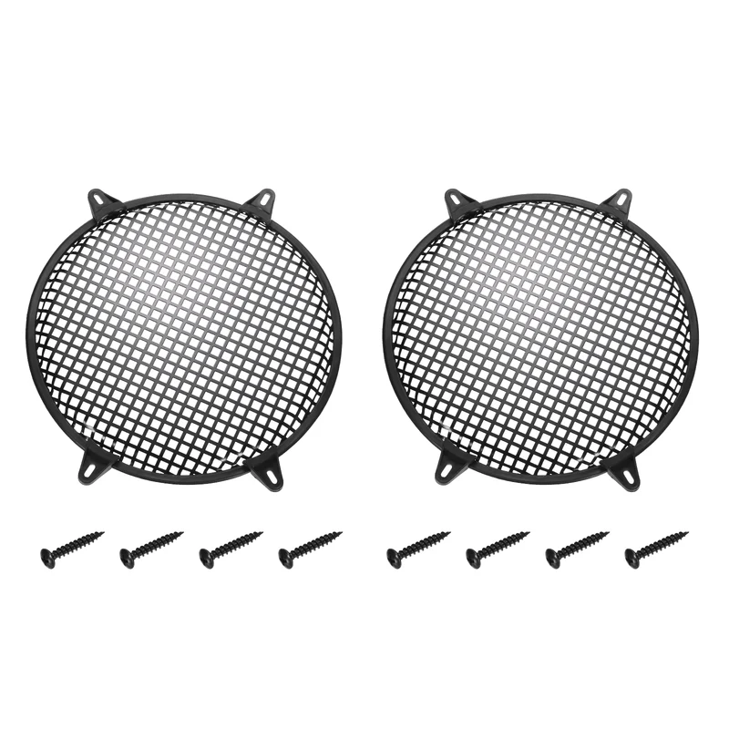 2 Pcs 12Inch Speaker Grill Cover Iron Subwoofer Protector Square Grille Black
