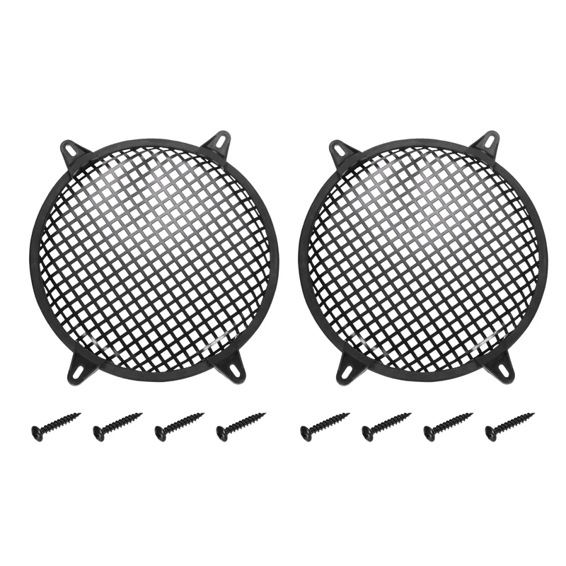 2 Pcs 10Inch Speaker Grill Cover Iron Subwoofer Protector Square Grille Black